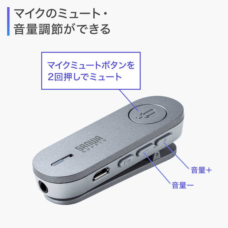 サンワサプライ サンワサプライ Bluetoothスピーカーフォン(クリップ式マイクのみ) MM-BTMSP3CL MM-BTMSP3CL