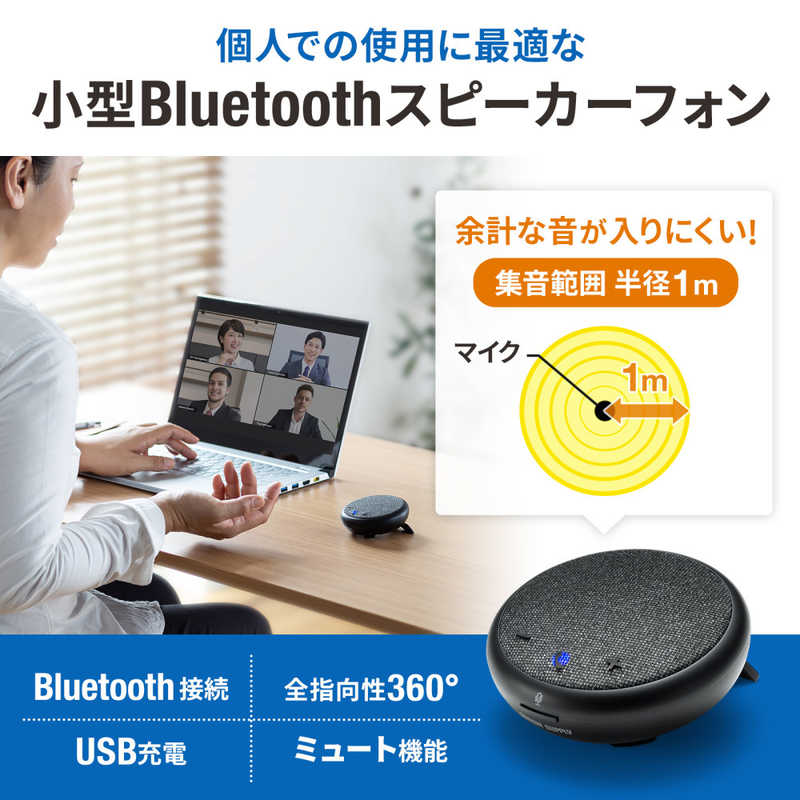 サンワサプライ サンワサプライ Bluetooth会議スピーカーフォン(個人向け) MM-BTMSP4 MM-BTMSP4