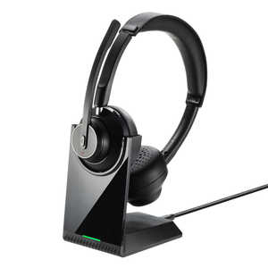 サンワサプライ Bluetoothステレオヘッドセット(クレードル付き・デュアルマイク) MM-BTSH70BK サンワサプライ Bluetoothステレオヘッドセット(クレードル付き・デュアルマイク) MM-BTSH70BK
