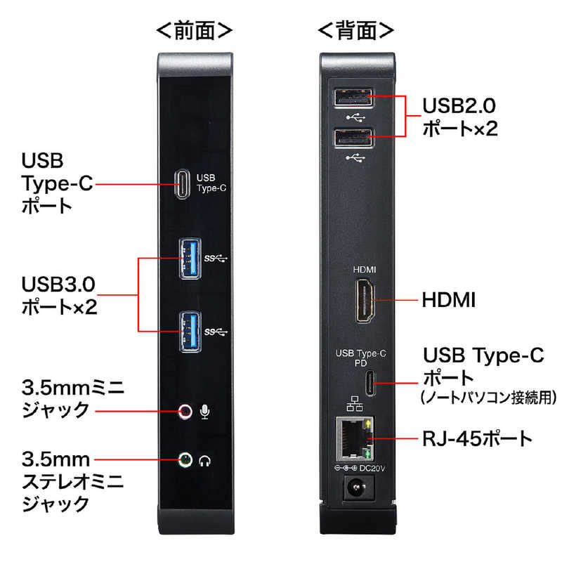 サンワサプライ サンワサプライ USB Type-C専用ドッキングステーションPD80W対応 USB-CVDK2 USB-CVDK2