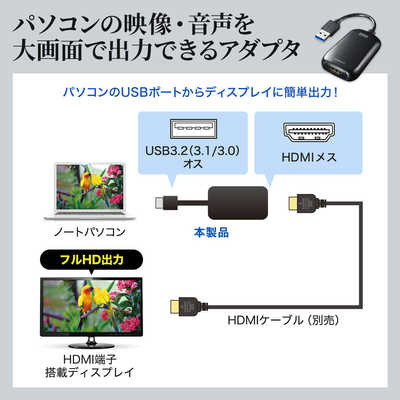 サンワサプライ USB3.2-HDMIディスプレイアダプタ（1080P対応