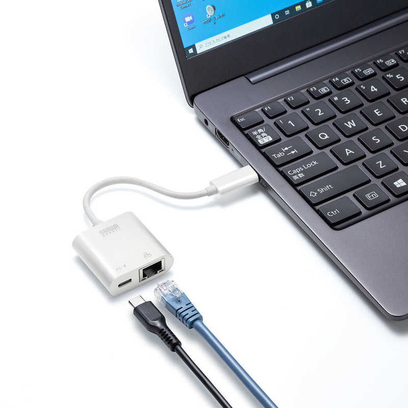 サンワサプライ サンワサプライ USB3.2 TypeC-LAN変換アダプタ（PD対応・ホワイト） USB-CVLAN7W USB-CVLAN7W