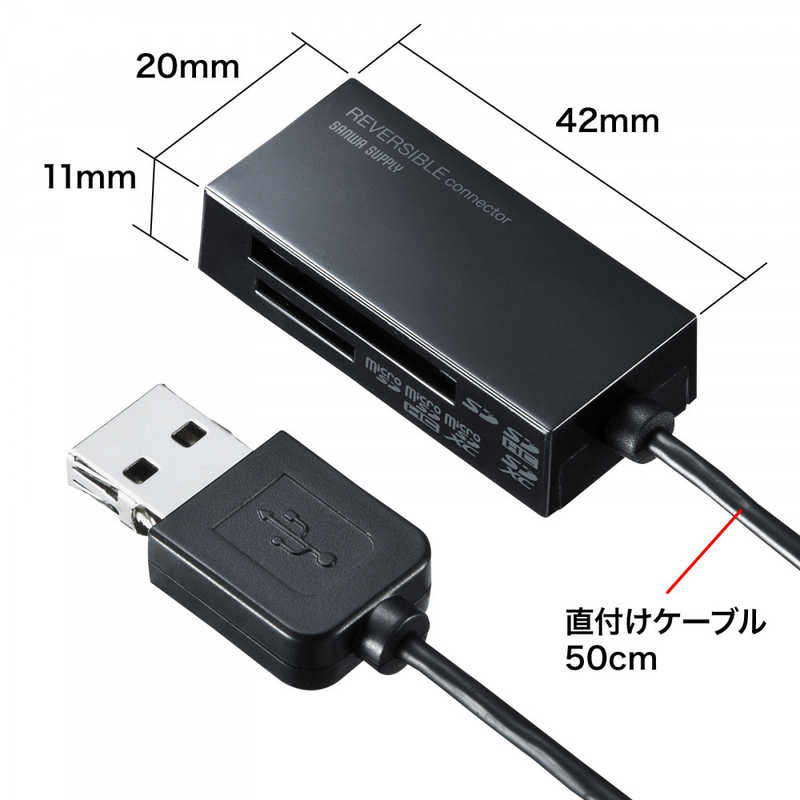 サンワサプライ サンワサプライ カードリーダー (USB2.0) ADR-MSDU3BKN ADR-MSDU3BKN