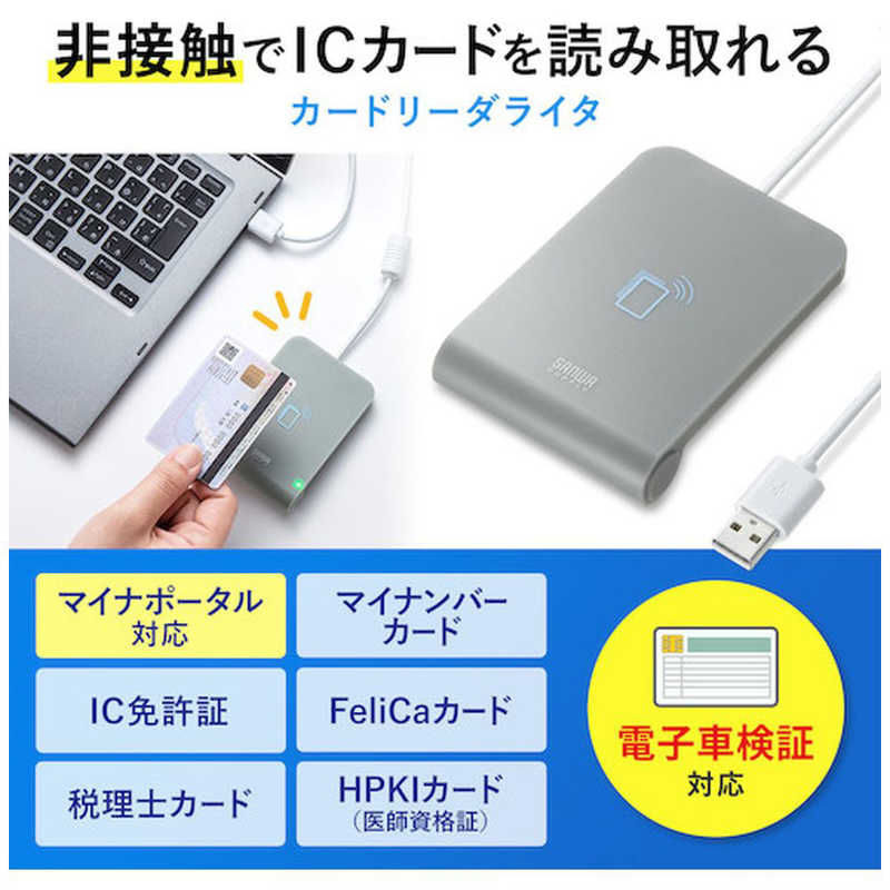 サンワサプライ サンワサプライ 非接触型ICカードリーダライタ ADR-MNICU3 ADR-MNICU3
