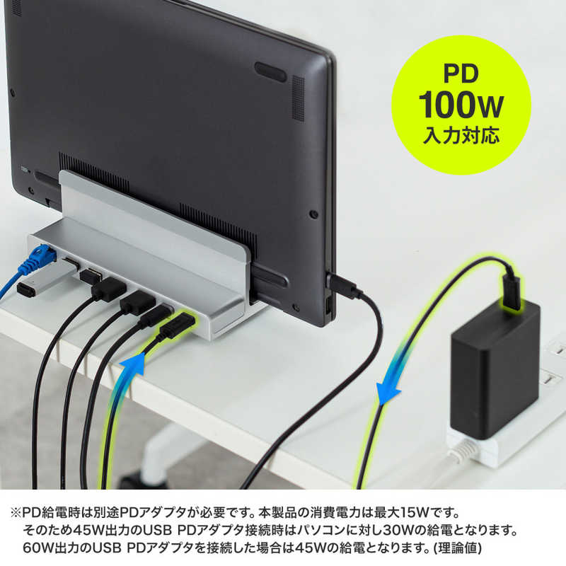 サンワサプライ サンワサプライ USB Type-Cドッキングステーション(スタンド一体型タイプ) USB-CVDK18 USB-CVDK18
