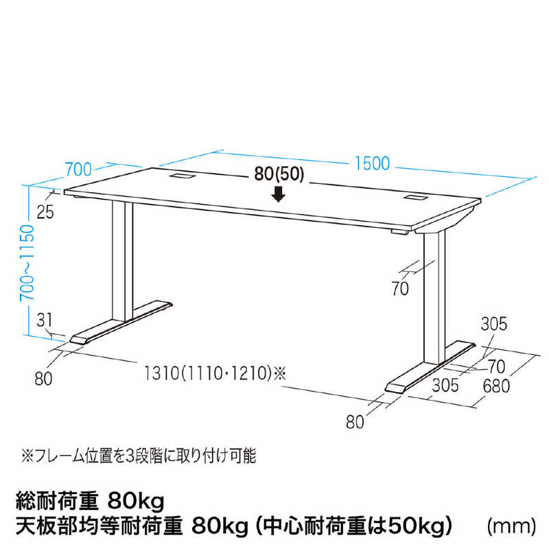 サンワサプライ サンワサプライ e電動昇降デスク ERD-E15070W ERD-E15070W