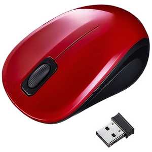 サンワサプライ ワイヤレスBlueLEDマウス｢2.4GHz･USB｣静音モデル(3ボタン･レッド) MA-WBL32R