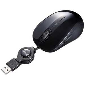 ＜コジマ＞ サンワサプライ 有線BlueLEDマウス「USB」静音モデル・ケーブル巻き取りタイプ(3ボタン) ブラック MABLMA8BK