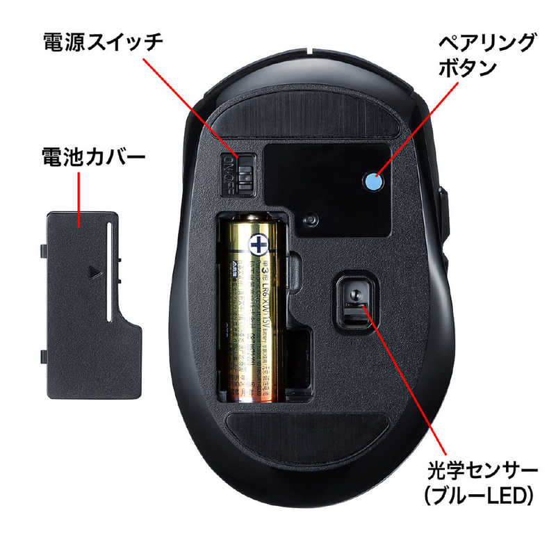 サンワサプライ サンワサプライ Bluetooth 5.0 ブルーLEDマウス MA-BTBL162BK MA-BTBL162BK