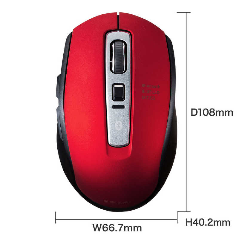 サンワサプライ サンワサプライ マウス 静音 [BlueLED /無線(ワイヤレス) /5ボタン /Bluetooth] レッド MA-BTBL162R MA-BTBL162R