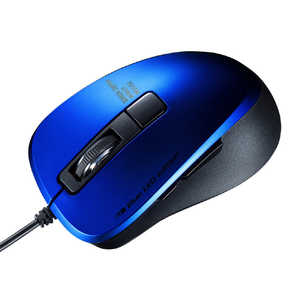 ＜コジマ＞ サンワサプライ マウス ブルー BlueLED 5ボタン USB 有線 MABL156BL