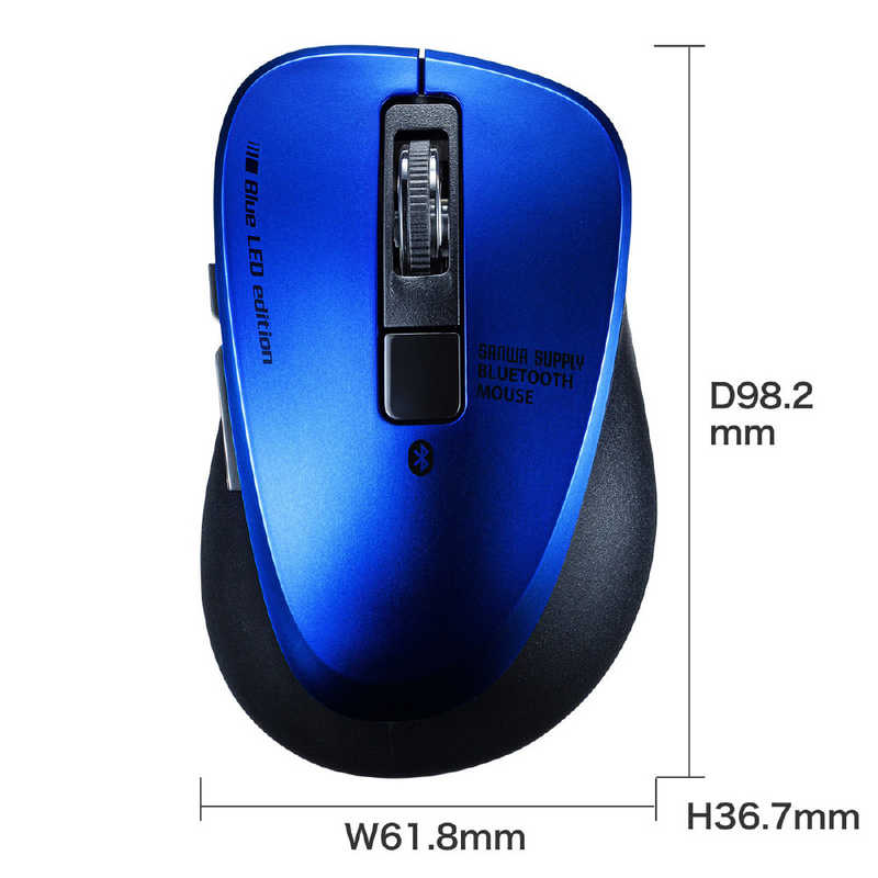 サンワサプライ サンワサプライ マウス ブルー  BlueLED  5ボタン  Bluetooth  無線(ワイヤレス)  MA-BTBL155BL MA-BTBL155BL