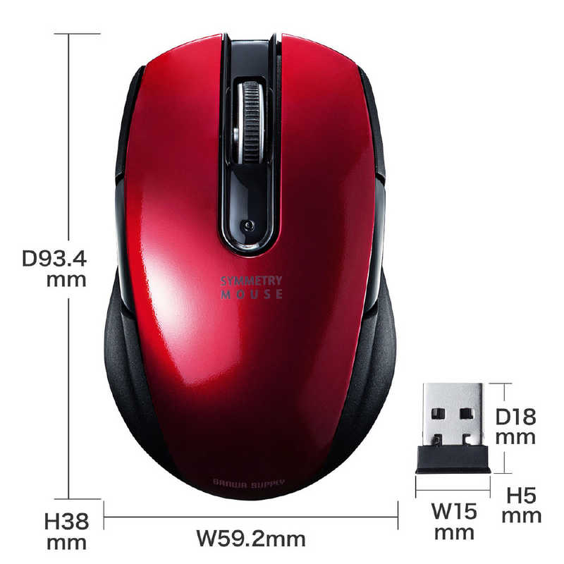 サンワサプライ サンワサプライ ワイヤレスブルーLEDマウス(5ボタン･左右対称) MA-WBL170R MA-WBL170R