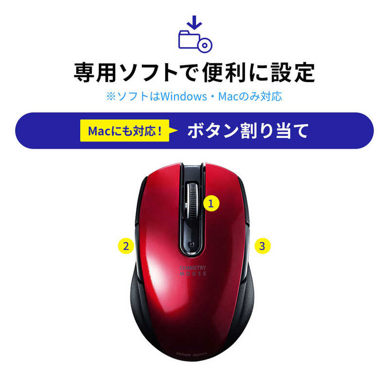 サンワサプライ サンワサプライ ワイヤレスブルーLEDマウス(5ボタン･左右対称) MA-WBL170R MA-WBL170R