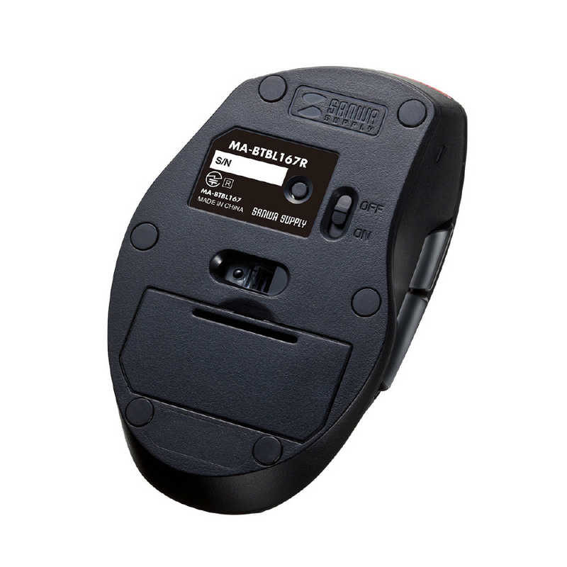 サンワサプライ サンワサプライ マウス SUPER GRIP 静音 [BlueLED /無線(ワイヤレス) /5ボタン /Bluetooth] レッド MA-BTBL167R MA-BTBL167R