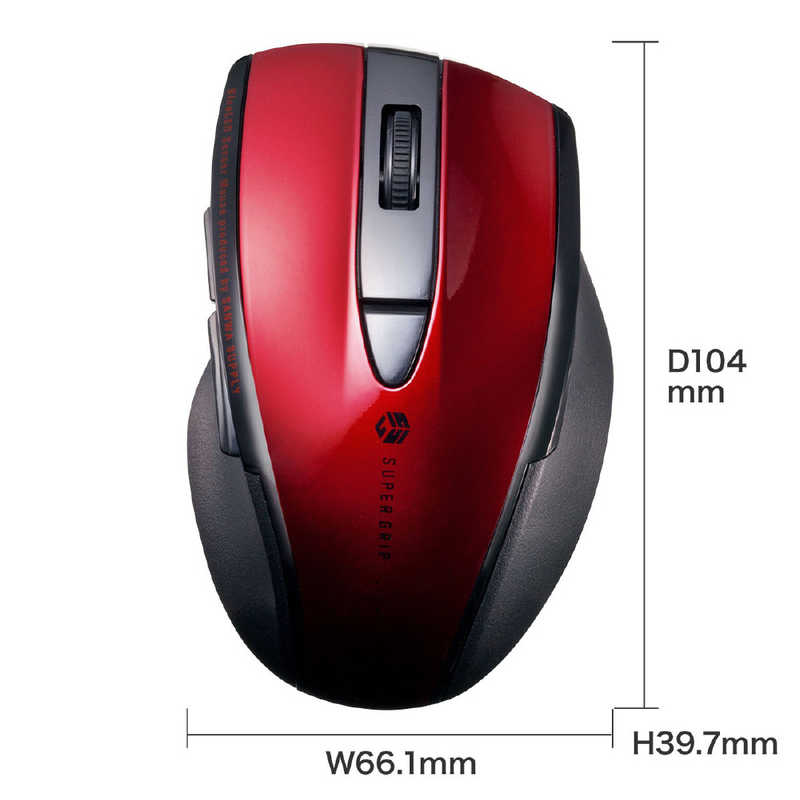 サンワサプライ サンワサプライ マウス SUPER GRIP 静音 [BlueLED /無線(ワイヤレス) /5ボタン /Bluetooth] レッド MA-BTBL167R MA-BTBL167R