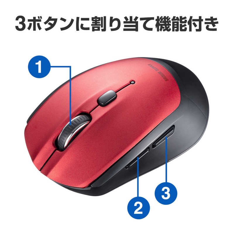 サンワサプライ サンワサプライ マウス [BlueLED /無線(ワイヤレス) /5ボタン /Bluetooth] レッド MA-BB509R MA-BB509R
