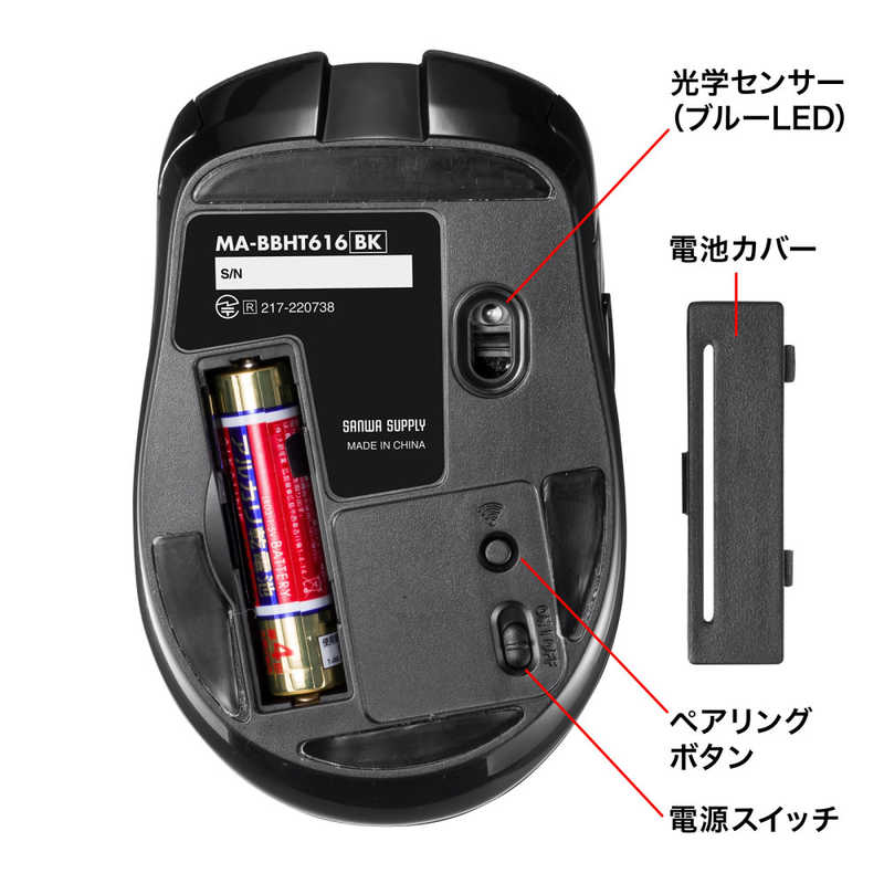 サンワサプライ サンワサプライ Bluetooth高速スクロールマウス(チルトホイール・6ボタン) MA-BBHT616BK MA-BBHT616BK