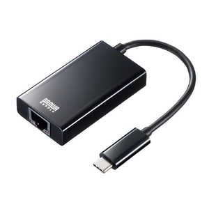 サンワサプライ USB3.1 TypeC-LAN変換アダプタ(USBハブポｰト付･ブラック) USB-CVLAN4BK
