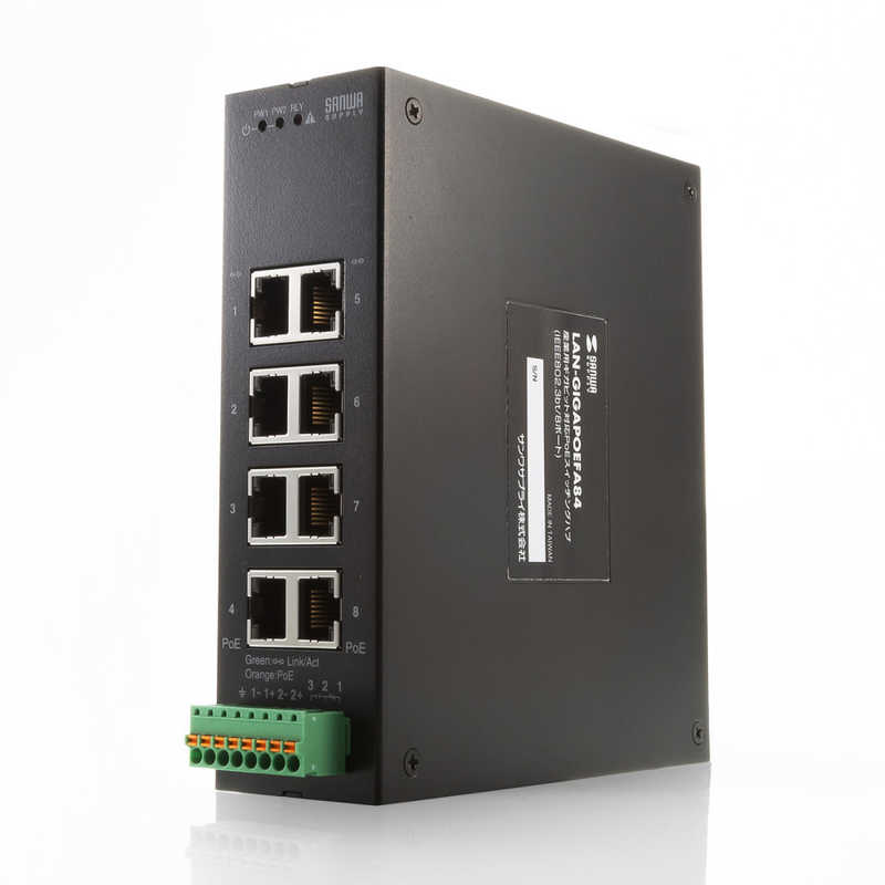 サンワサプライ サンワサプライ 産業用ギガビット対応PoEスイッチングハブ(IEEE802.3bt/8ポート) LAN-GIGAPOEFA84 LAN-GIGAPOEFA84