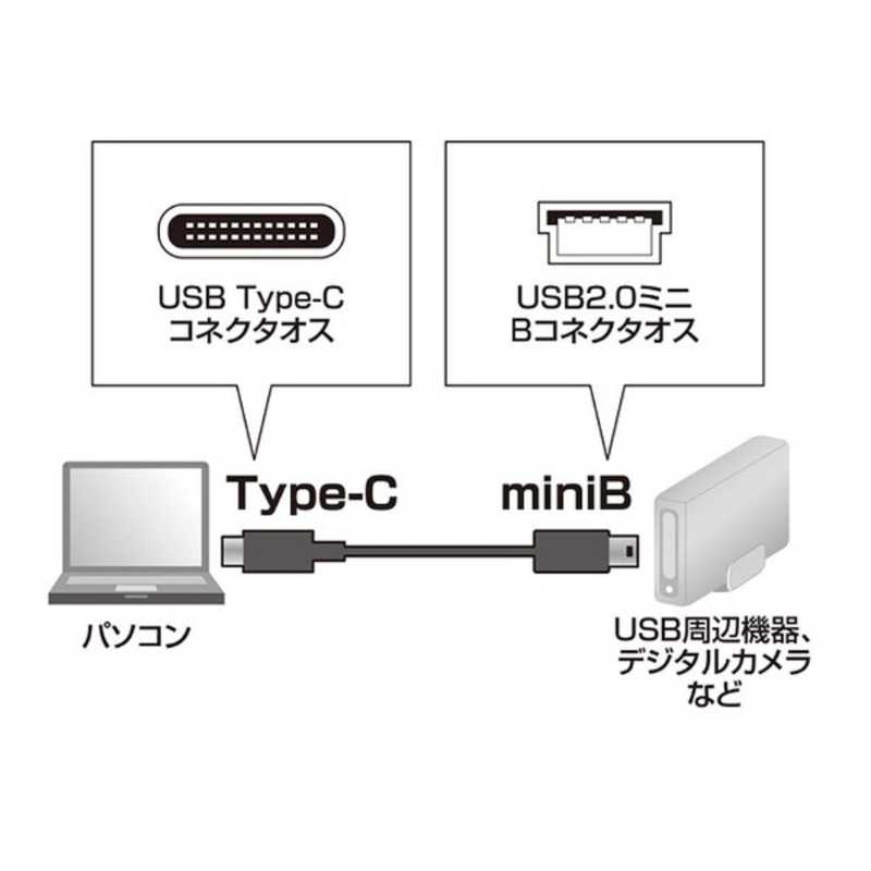 サンワサプライ サンワサプライ 1.0m[USB-C ⇔ USB miniB]2.0ケーブル 充電･転送 KU-CMB10 ブラック  KU-CMB10 ブラック 