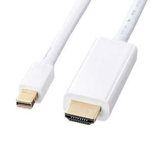 サンワサプライ ミニDisplayPort-HDMI変換ケーブル ホワイト [2m/HDMI⇔miniDisplayPort] KC-MDPHDA20