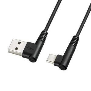 サンワサプライ L型 1m[USB-C ⇔ USB-A]2.0ケーブル 充電･転送 ブラック KU-CALL10