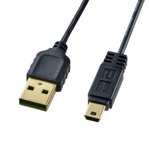 サンワサプライ USB-A ⇔ mini USBケーブル [転送 /0.5m /USB2.0] ブラック KU-SLAMB505BKK