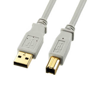 サンワサプライ USB-A ⇔ USB-Bケーブル ［2m /USB2.0］ ライトグレー KU202HK2