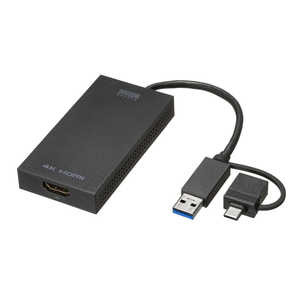 サンワサプライ 映像変換アダプタ [USB-C+USB-A オス→メス HDMI] 4K対応 USBCVU3HD4