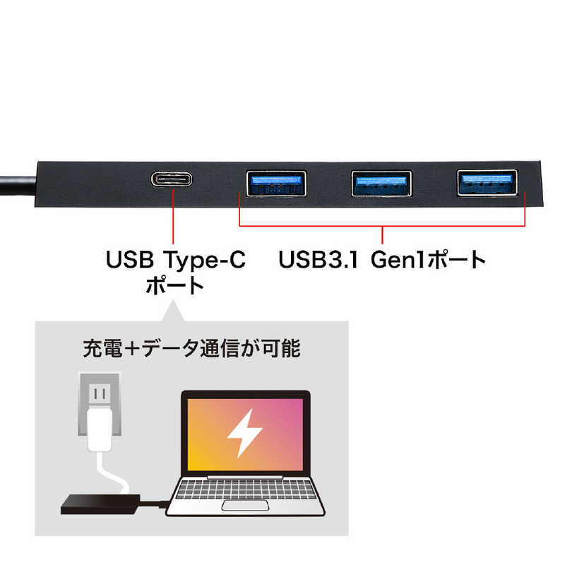 サンワサプライ サンワサプライ USB Type C ハブ PD60W対応 USB-3TCH8 USB-3TCH8