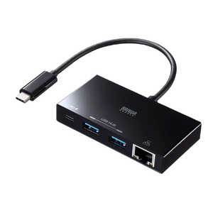 サンワサプライ [USB-C オス→メス LAN / USB-Ax2 / USB-C] USB PD対応 変換アダプタ USB-3TCH20BK