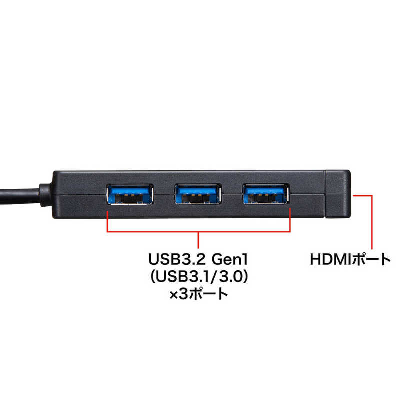 サンワサプライ サンワサプライ HDMIポート搭載 USB3.2Gen1 3ポートハブ USB-3H332BK USB-3H332BK