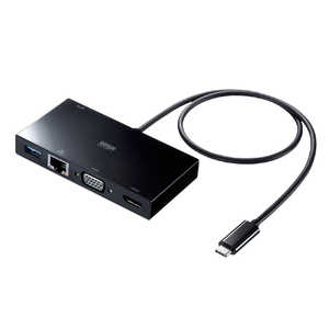 サンワサプライ [USB-C オス→メス HDMI/VGA/LAN/USB-A/USB-C] USB PD対応 100W ドッキングステｰション USB-3TCH30BK [USB Power Delivery対応]