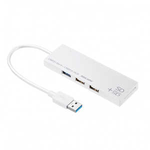 サンワサプライ [USB-A オス→メス カードスロットx2 / USB-Ax3]変換アダプタ ホワイト USB-3HC316WN