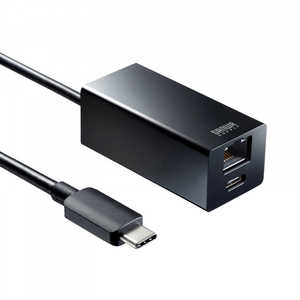サンワサプライ LAN変換アダプタ [USB-C オス→メス LAN /USB-C /USB Power Delivery対応 /100W] 1Gbps対応 USB-3TCH32BK