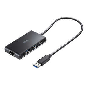 サンワサプライ LAN変換アダプタ AC電源 ［USB-A オス→メス LAN /USB-C＋USB-Ax2］ 2.5Gbps対応(Mac/Windows11対応) USB-3HLS8BK
