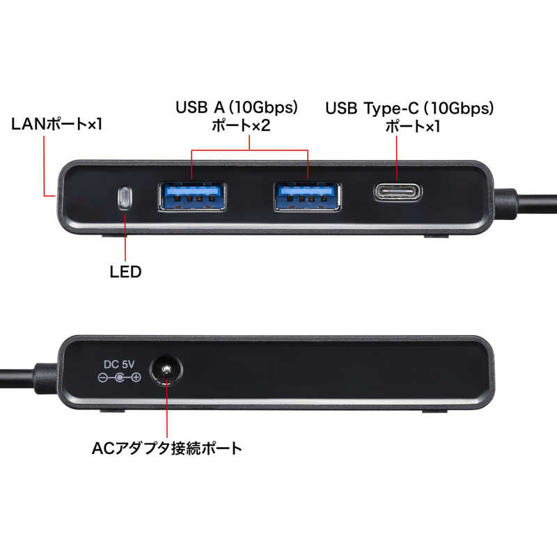 サンワサプライ サンワサプライ LAN変換アダプタ AC電源 ［USB-C オス→メス LAN /USB-C＋USB-Ax2］ 2.5Gbps対応(Mac/Windows11対応) USB-3TCLS8BK USB-3TCLS8BK