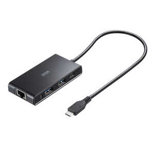 サンワサプライ LAN変換アダプタ AC電源 ［USB-C オス→メス LAN /USB-C＋USB-Ax2］ 2.5Gbps対応(Mac/Windows11対応) USB-3TCLS8BK