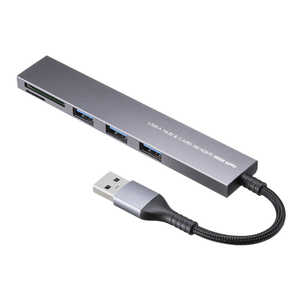 サンワサプライ USB 5Gbps 3ポート スリム ハブ(カードリーダー付き) USB-3HC320MS サンワサプライ USB 5Gbps 3ポート スリム ハブ(カードリーダー付き) USB-3HC320MS