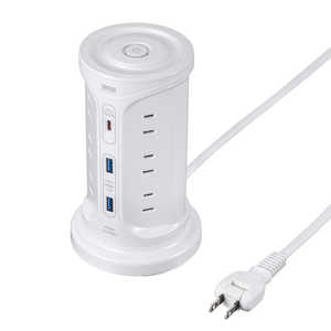 サンワサプライ PD30W充電機能付き12個口タワー型タップ TAP-B112C1A2W サンワサプライ PD30W充電機能付き12個口タワー型タップ TAP-B112C1A2W