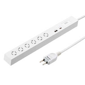 TTvC ݎRȃX^bv cԎ݂ɍ݉\ 6 1.5m PD33W USB-C/USB A|[g ܂肽ݎvO zCg TAP-SLIM6UC-15W