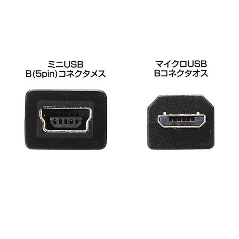 サンワサプライ サンワサプライ マイクロUSB変換アダプタ(マイクロBオス-ミニBメス/ブラック) AD-USB17 AD-USB17