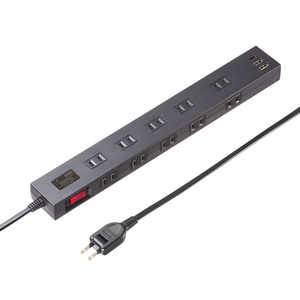 サンワサプライ 雷タップ 10個口+USB-A+Type-C(PD20W) TAP-SP2110NUC-1BK サンワサプライ 雷タップ 10個口+USB-A+Type-C(PD20W) TAP-SP2110NUC-1BK