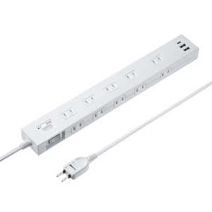 サンワサプライ 雷タップ 10個口+USB-A+Type-C(PD20W) TAP-SP2110NUC-3W サンワサプライ 雷タップ 10個口+USB-A+Type-C(PD20W) TAP-SP2110NUC-3W