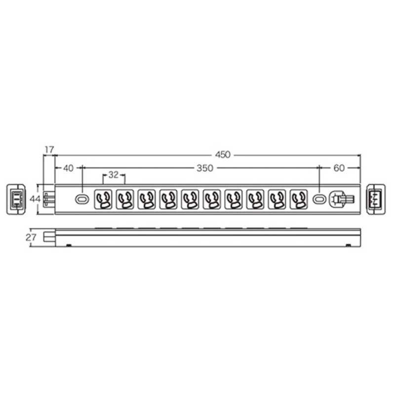 サンワサプライ サーバーラック用コンセントバー (3P･10個口･20A用) TAP-MR7535