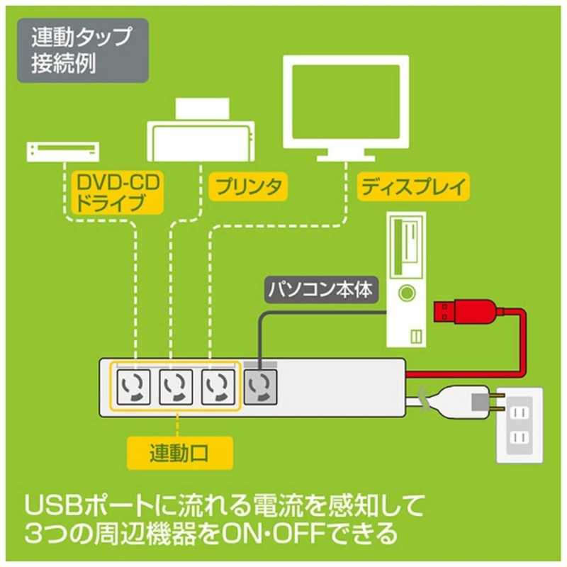 サンワサプライ サンワサプライ パソコン連動タップ(USB感知式) (3P･4個口･2m) TAP-RE34U-2 TAP-RE34U-2