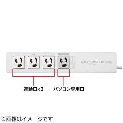 【特価商品】サンワサプライ パソコン連動タップ(IC記憶式) 3P・4個口 2m サンワサプライ パソコン連動タップ(IC記憶式) (3P・4個口・2m) TAP