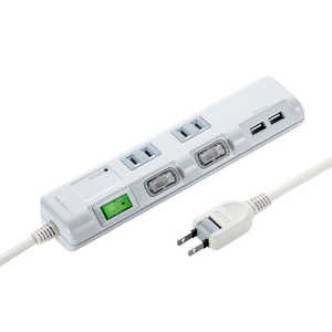 サンワサプライ USB充電ポート付き節電タップ(面ファスナー付き) TAP-B106U-1W