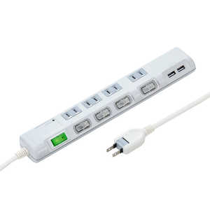 サンワサプライ USB充電ポート付き節電タップ(面ファスナー付き) TAP-B107U-3W